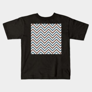 Blue and Brown Chevron Multi-color Pattern Kids T-Shirt